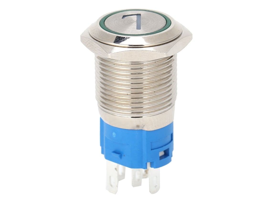 Interruptor Botão 5 Pinos Aço Inox com Luz Automático
