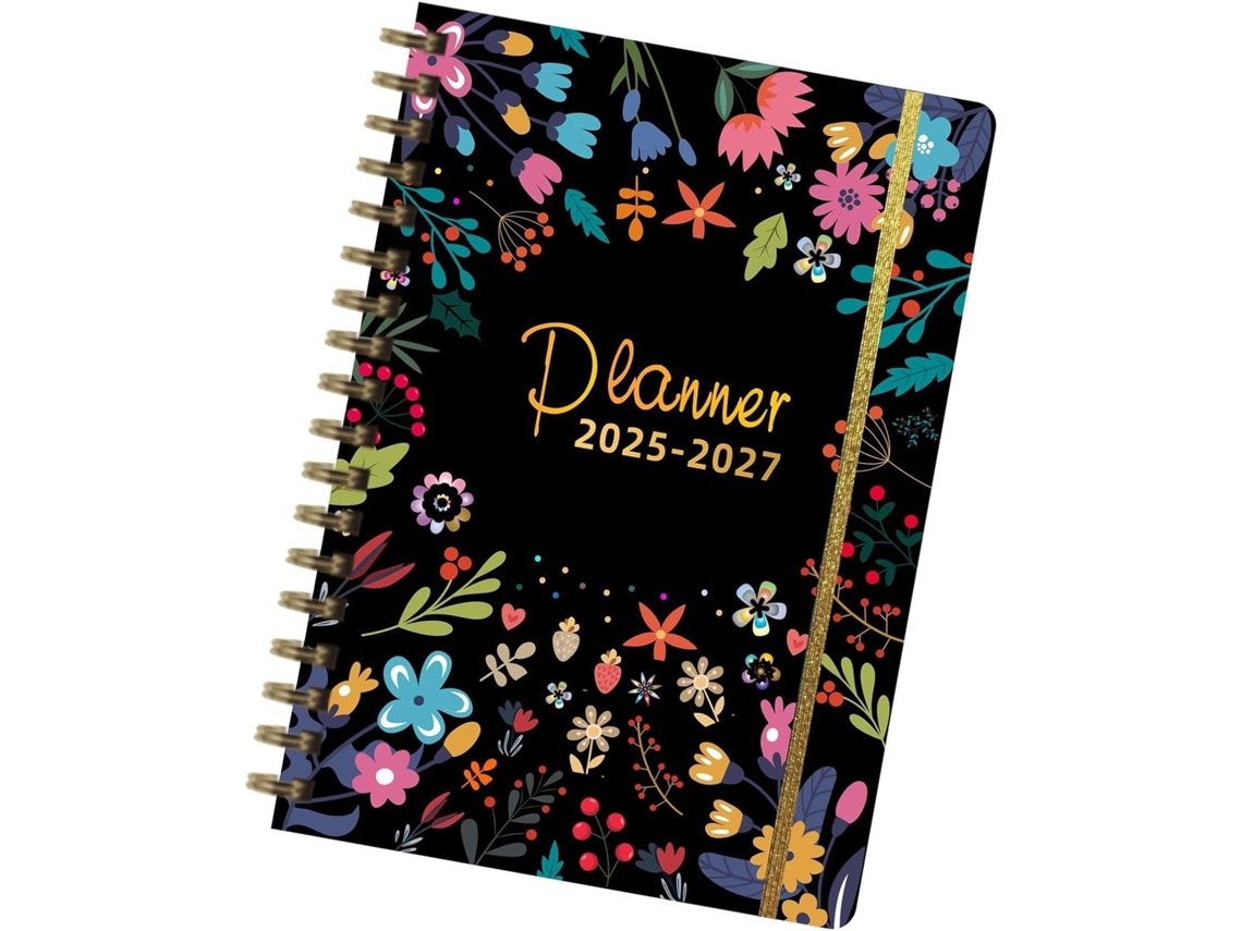 Agenda Mensal com Espiral- Agenda Mensal 2025 2027- Calendário Trienal- Organizador de Calendário de 36 Meses BRILVIBERA