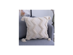 Capa De Almofada Moderna, Almofadas Decorativas, Capa De Almofada Estofada Simples Com Pompons De Malha, Decorativa Para Sofá E Cama, Bege, Algodão, 4