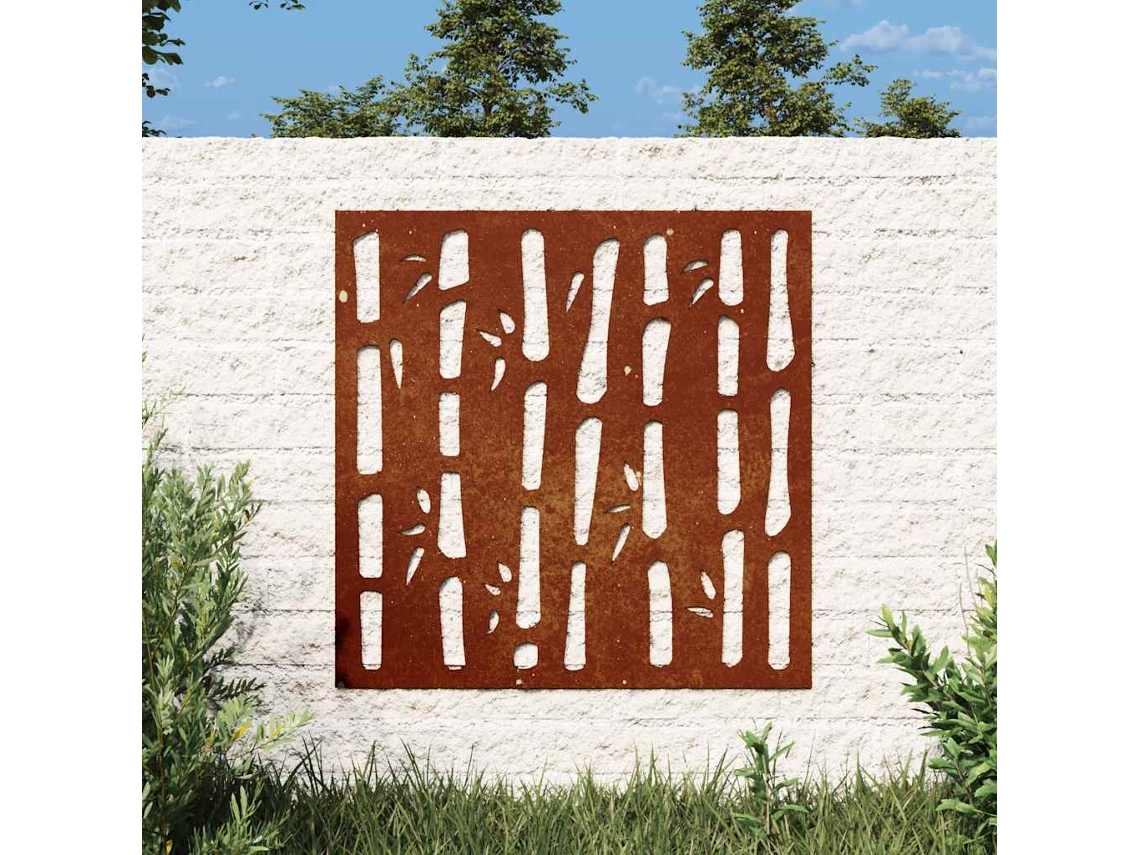 Vidaxl Decoração P/ Muro De Jardim 55x55 Cm Aço Corten Design Bambu