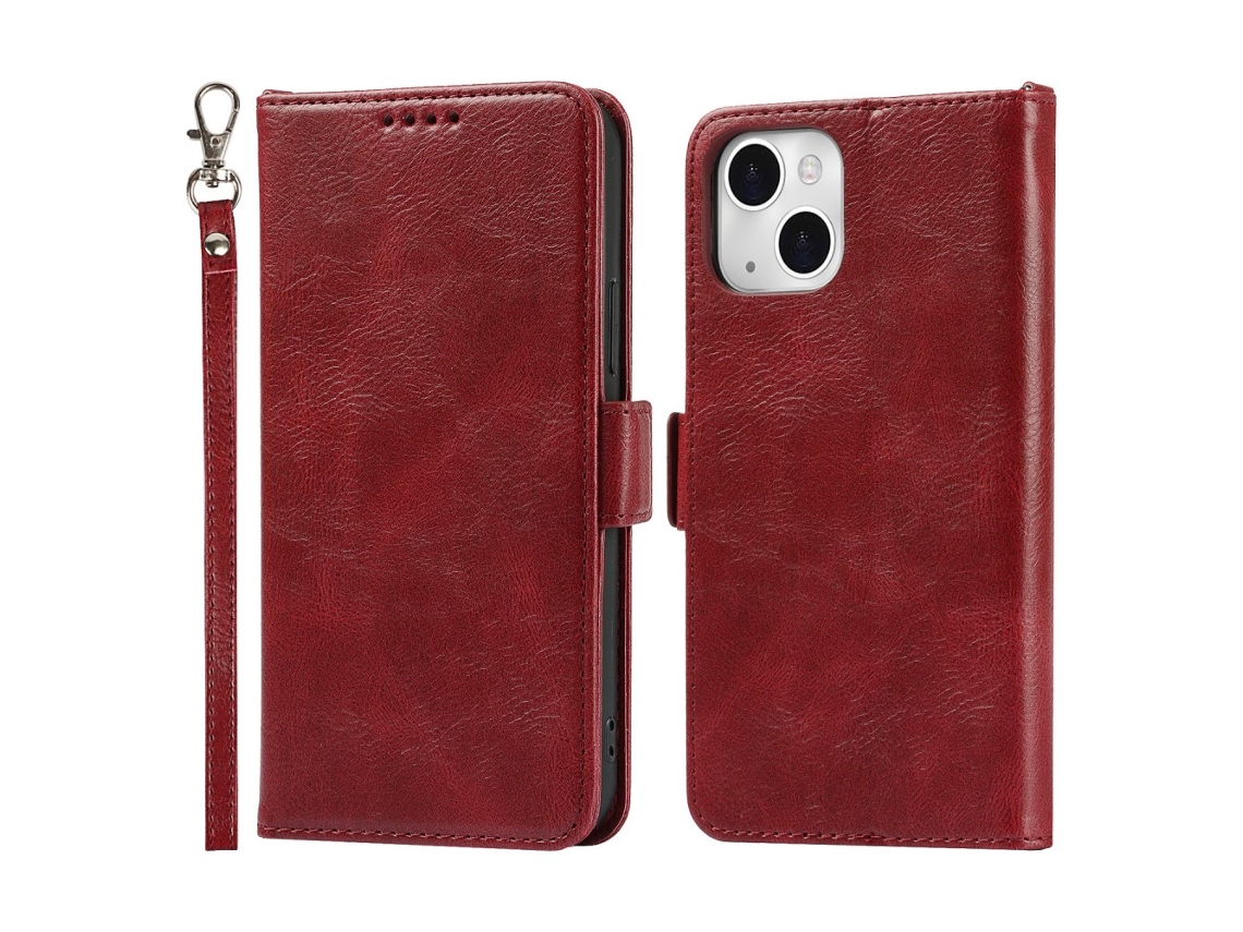 Capa Para Iphone 14 Plus Pele Sintética Anti-choque Magnética Vermelho