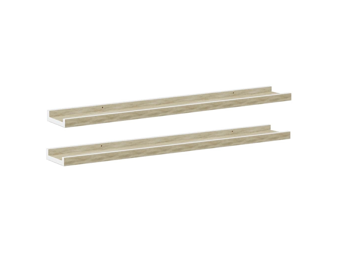 Prateleiras de Parede 2 Pcs 80x9x3 Cm Branco e Carvalho Sonoma MAISON EXCLUSIVE