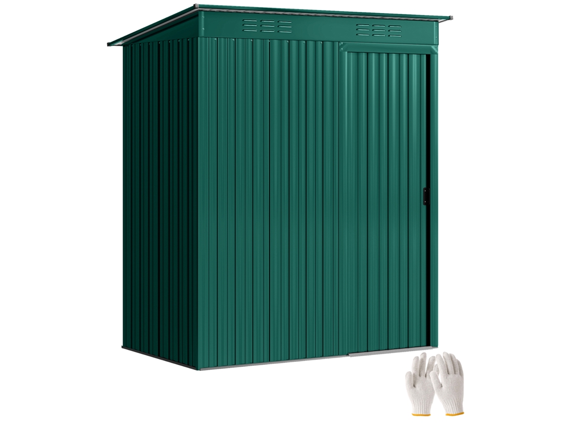 Casinha de Jardim CHEZMOI em aço com ventilação e porta de correr, 159x106x181 cm (Verde)