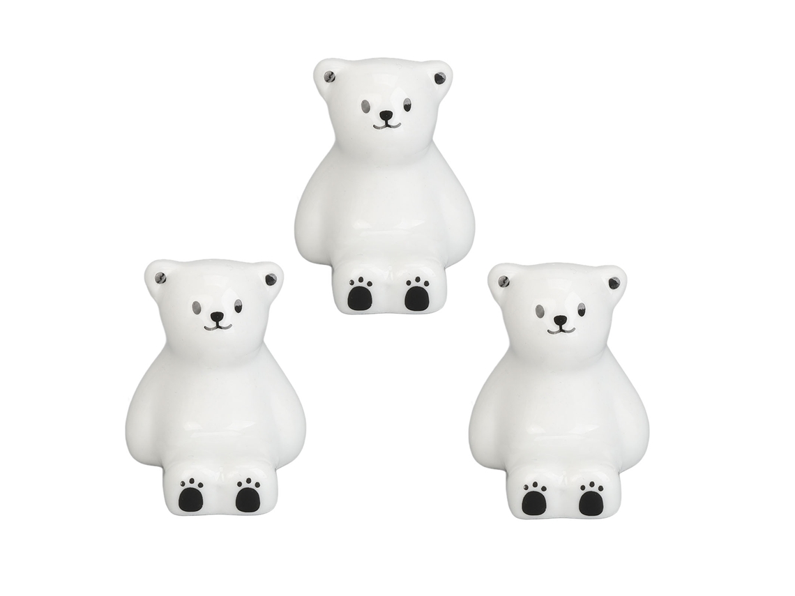 Conjunto de 3 porta-lápis para nail art, formato de ursinho fofo, antiderrapante, multifuncional.