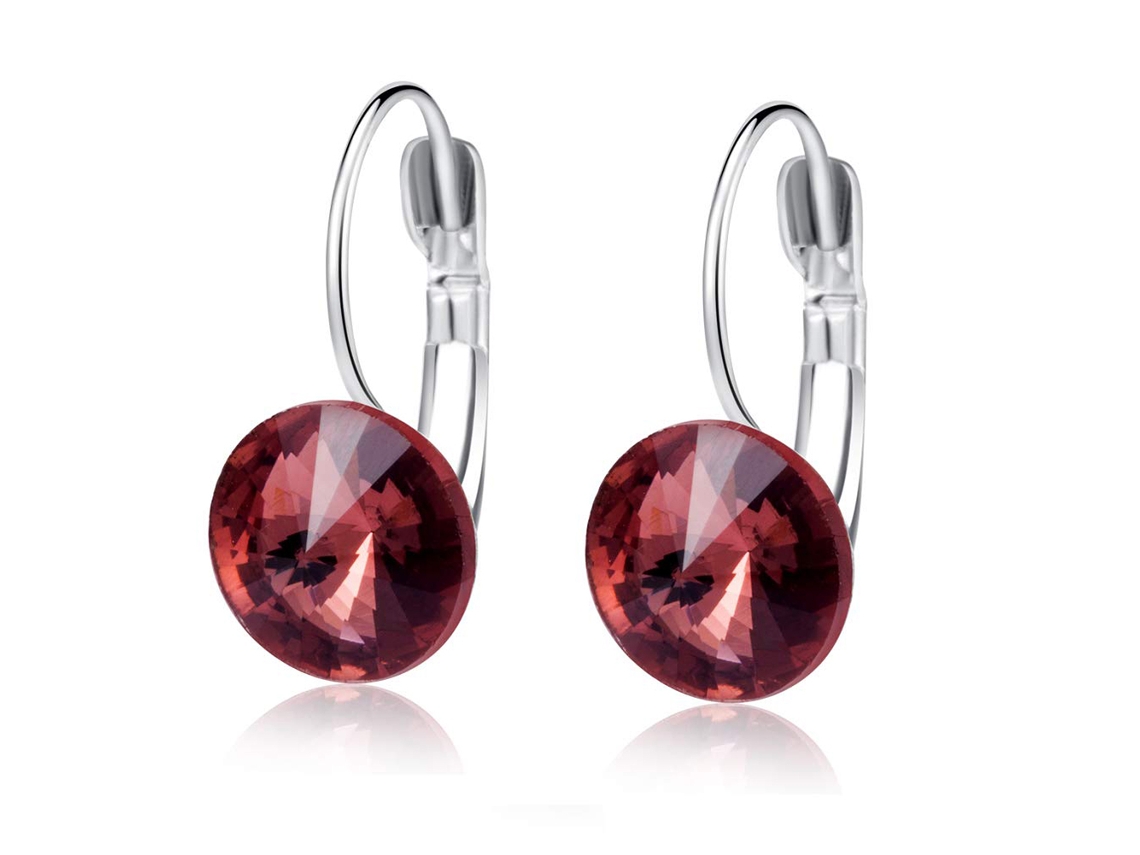 Brincos De Cobre Anti-alergia Com Decoração De Zircão Roxo