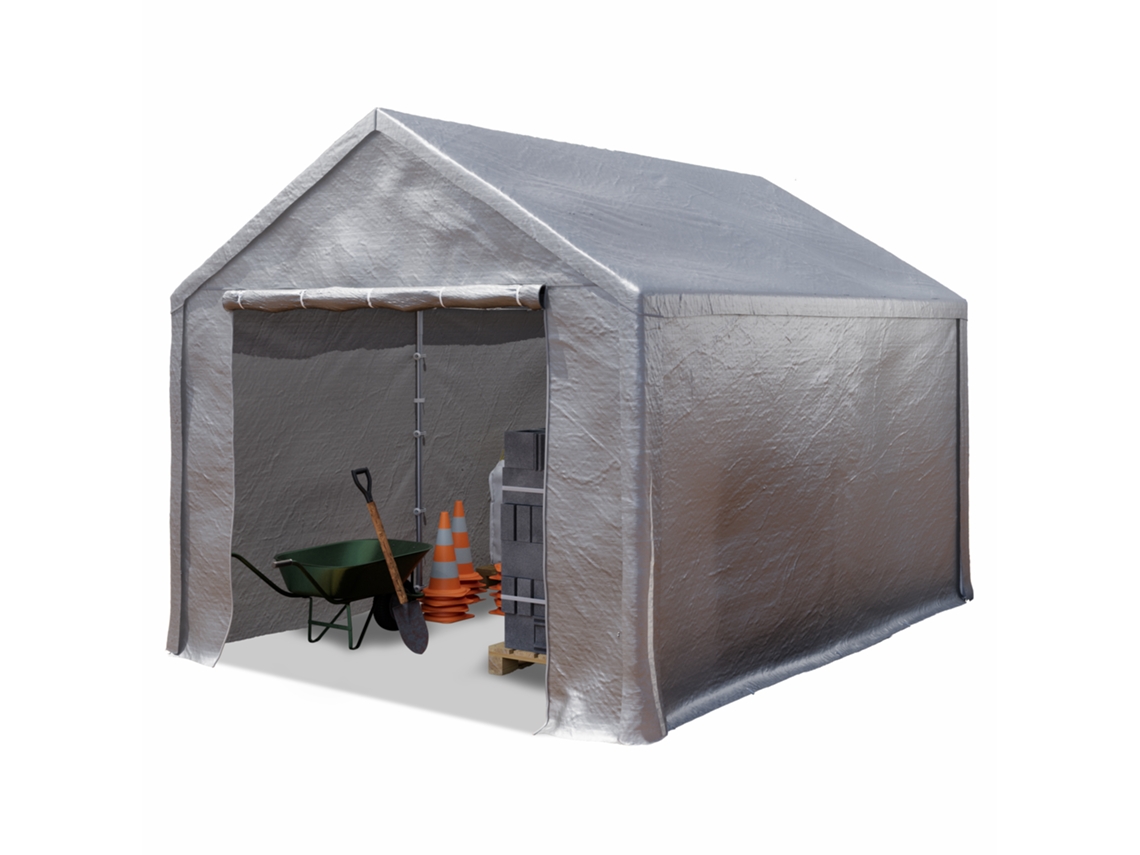 Galpão de armazenamento à prova d'água 3x4 M PE 350 N cinza Toolport