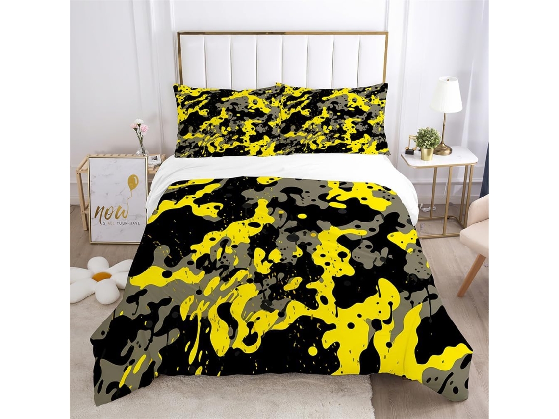 Capa de Edredom Camuflagem Militar Microfibra com Fronha 200x200 Cm S/MARCA