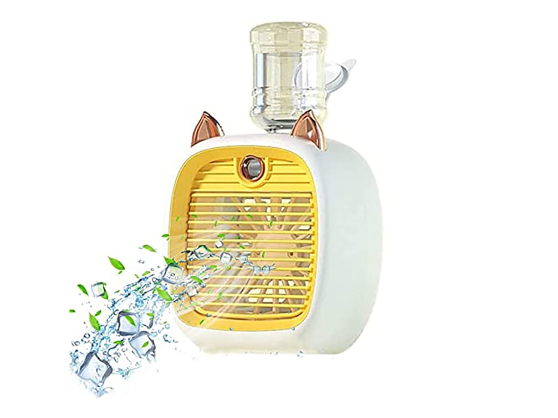 Ventilador de Mesa CHRUI Evaporativo com Humidificador, 3 Velocidades, Amarelo