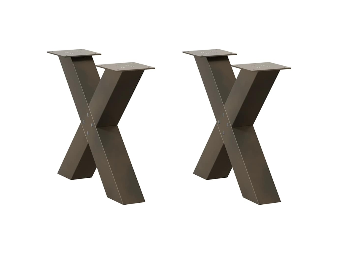 Vidaxl Pés Para Mesa De Centro Em Formato De X, 2 Peças, Aço Natural, 50x(42-43) Cm, Aço