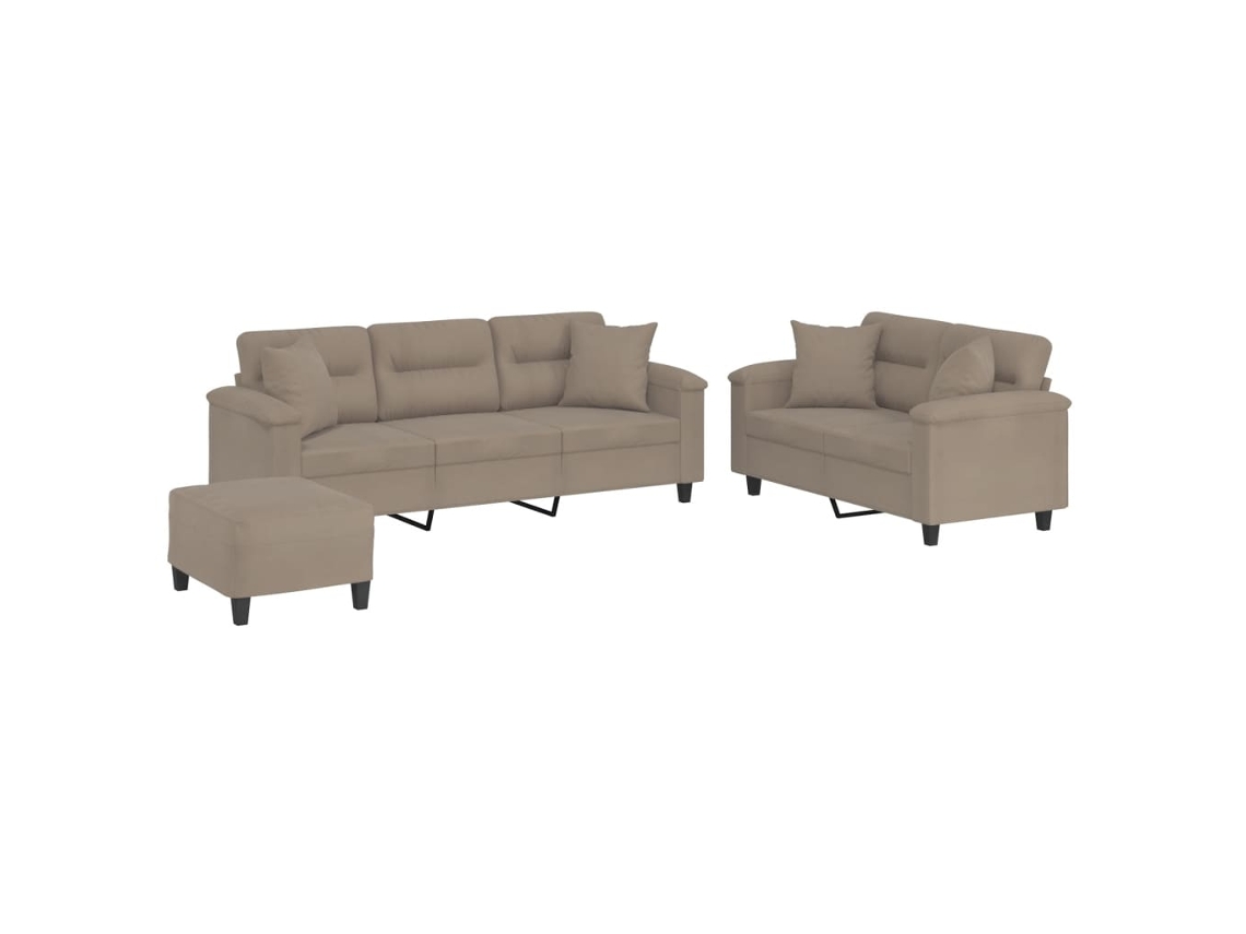 Conjunto de 3 Sofás com Almofadas Microfibra Cinza acastanhado MAISON EXCLUSIVE