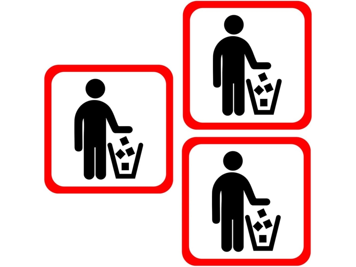 De 3 Adesivos De Pvc De 20x20cm Com Aviso Para Lixeiras, Adesivos Decorativos De Parede Para Sala De Estar, Quarto E Gokoco