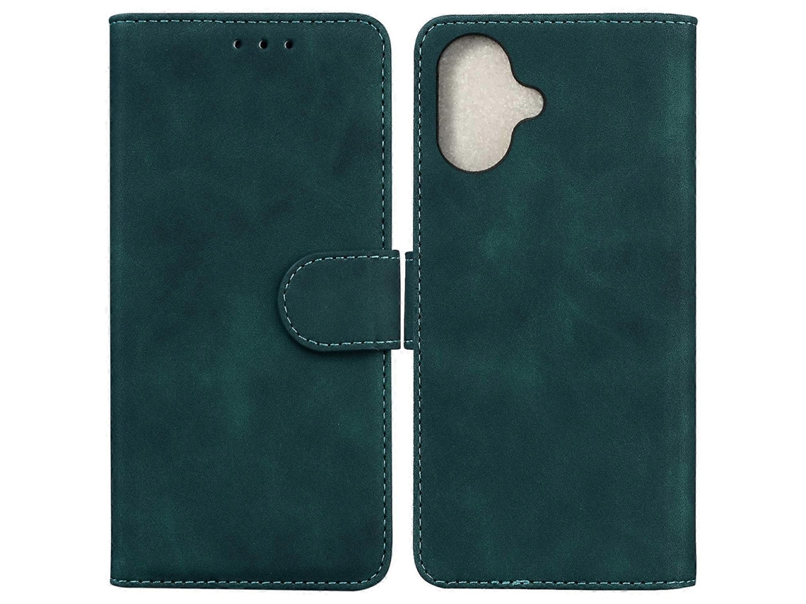 Capa De Couro Sintético Com Suporte Para Iphone 16, Cor Sólida