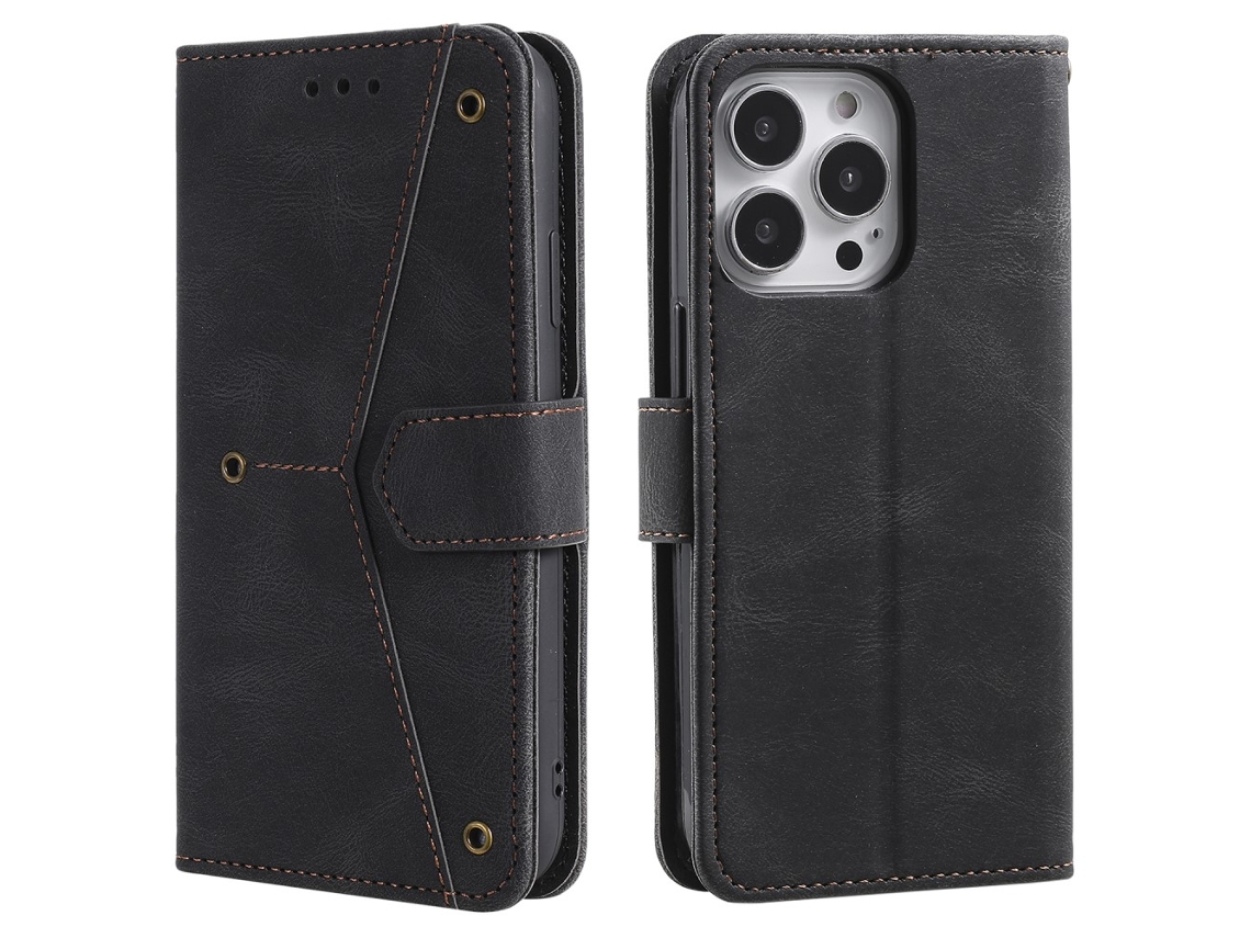 Capa Em Couro Pu, Preto, Para Apple Iphone 16pro Max