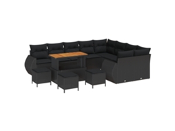 Conjunto 13 Conjunto De Sofá De Jardim Vidaxl Preto Vime Pe (298 X 234 X 85 Cm)