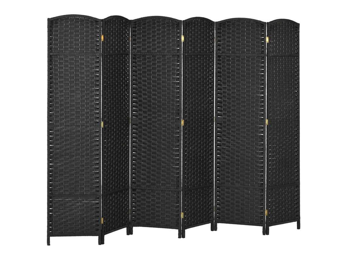 Biombo Polipropileno e Madeira de Pinho Cor Preto 240x1,6x170 cm Homcom