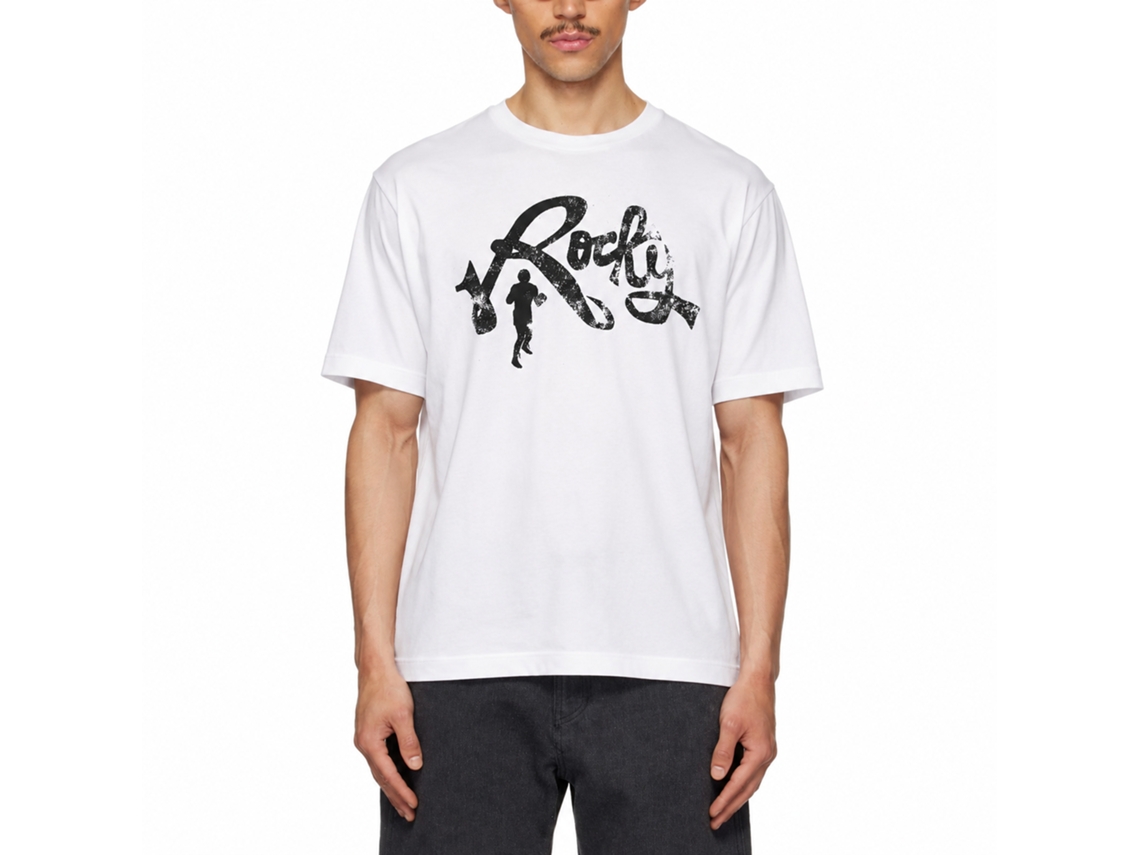 Rockinstone Rocky Movie Cursive White Adult T-shirt Size:l
