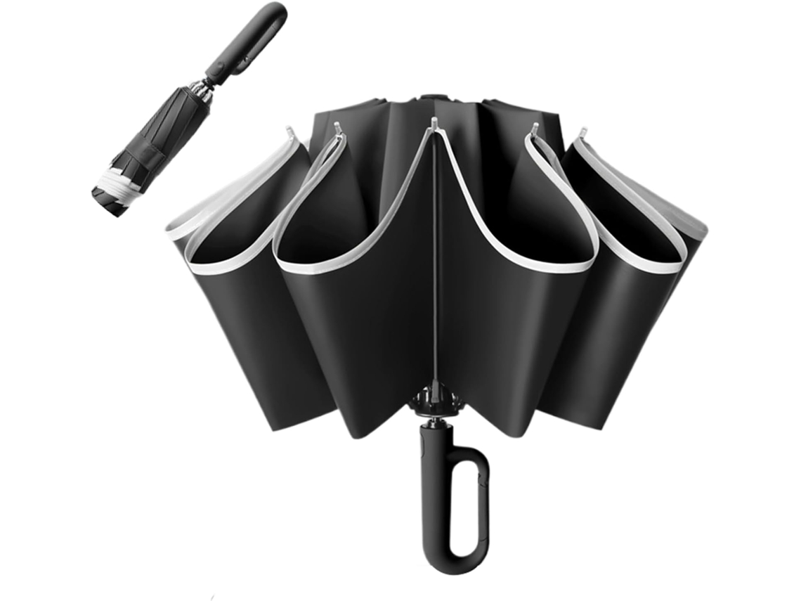 Guarda Chuva Automático, Resistente Ao Vento, Para Viagens, Com Faixas Refletoras E Proteção Uv, Ide Gokoco