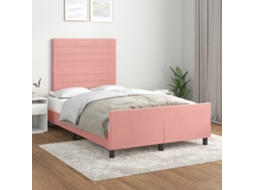 Vidaxl Estrutura De Cama Com Colchão 120x190 Cm Veludo Rosa