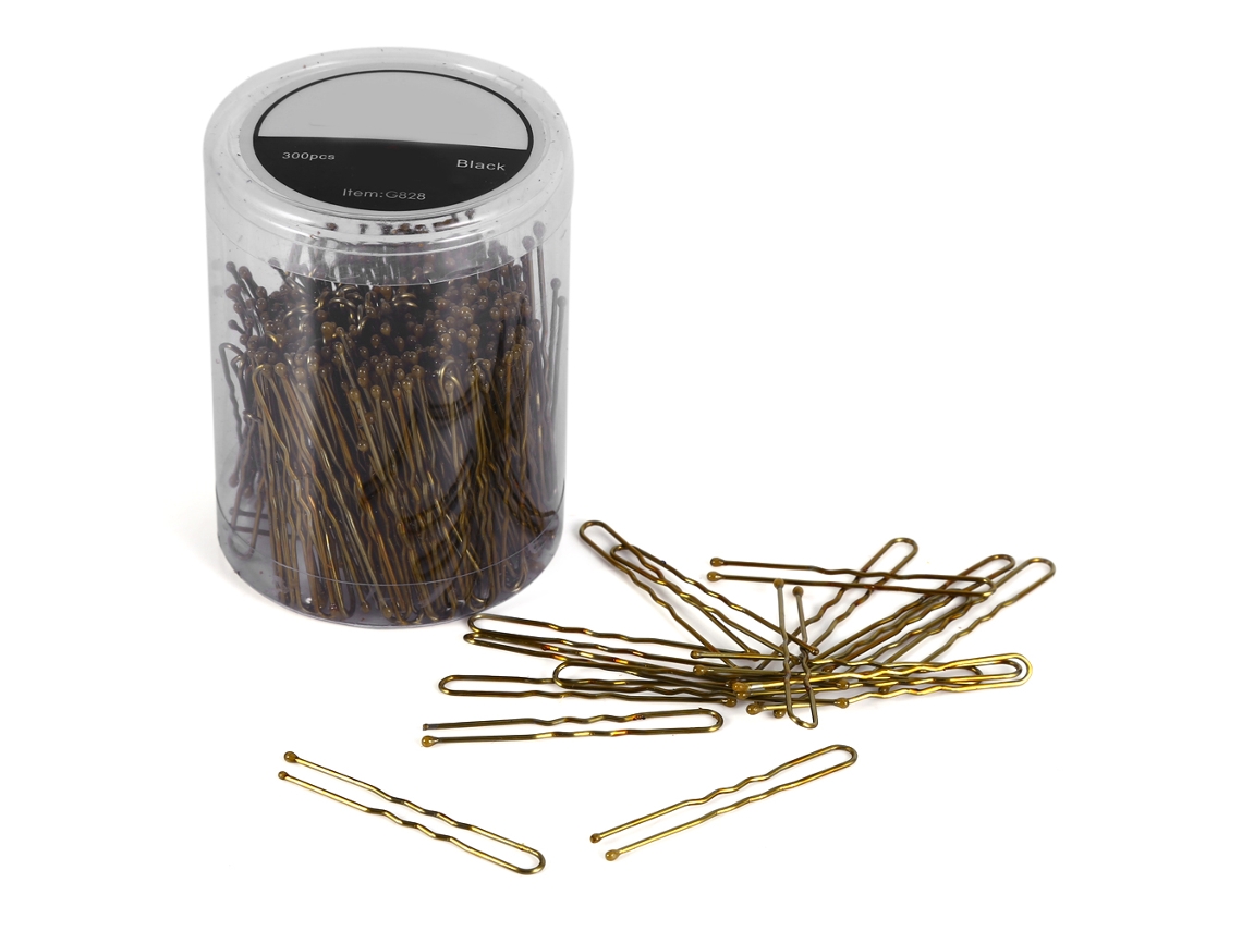 300pcs Grampos De Cabelo U Ondulado Fino De Metal Para Salão De Beleza E Estilo Cabelo (ouro S)
