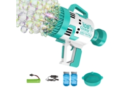 Máquina de Bolhas ATS com 108 Furos, Pistola de Bolhas Automática com Luzes Coloridas, Soprador Elétrico para Crianças, Ideal para Festas de Verão ao Ar Livre e Aniversários.