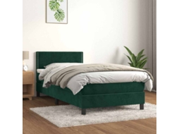 Vidaxl Cama Com Molas/colchão 80x200 Cm Veludo Verde-escuro