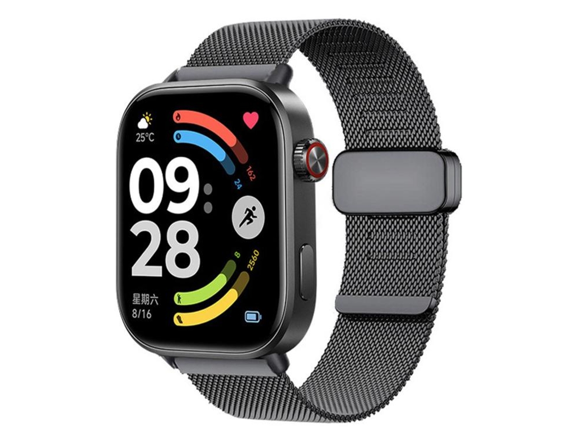 Bracelete para Xiaomi Band 9 Pro / 8 Pro Aço Inoxidável com Fecho Magnético Milanês Preta XIAOMOYU