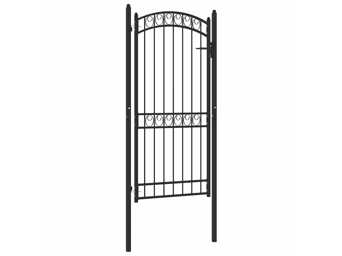 Vidaxl Portão De Cerca Emmen Com Topo Arqueado Em Aço, 100x136 Cm, Preto