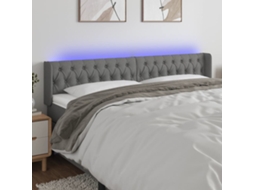 Cabecero con luces LED, tela, 183 x 16 x 78/88 cm, gris oscuro