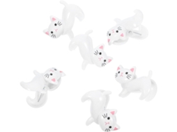 Popetpop - Conjunto de 6 prendedores de roupa multifuncionais em formato de gato branco, com design antiderrapante e econômico.