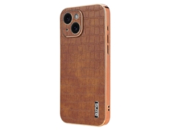 Capa Azns Para Iphone 14 Plus Com Textura De Crocodilo Em Putpu E Capa À Prova De Choque