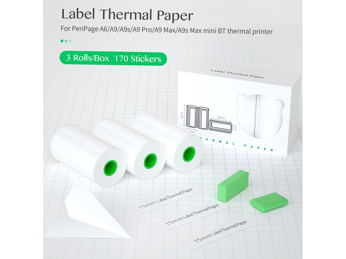 Papel Térmico Etiqueta Adesivo 52x15mm Para Impressora Portátil Peripage A6/a9