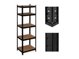 Relaxdays Prateleiras Pesadas, Hbt 180x60x45 Cm, 500 Kg, 5 Prateleiras, Garagem, Prateleiras De Encaixe, Aço, Preto