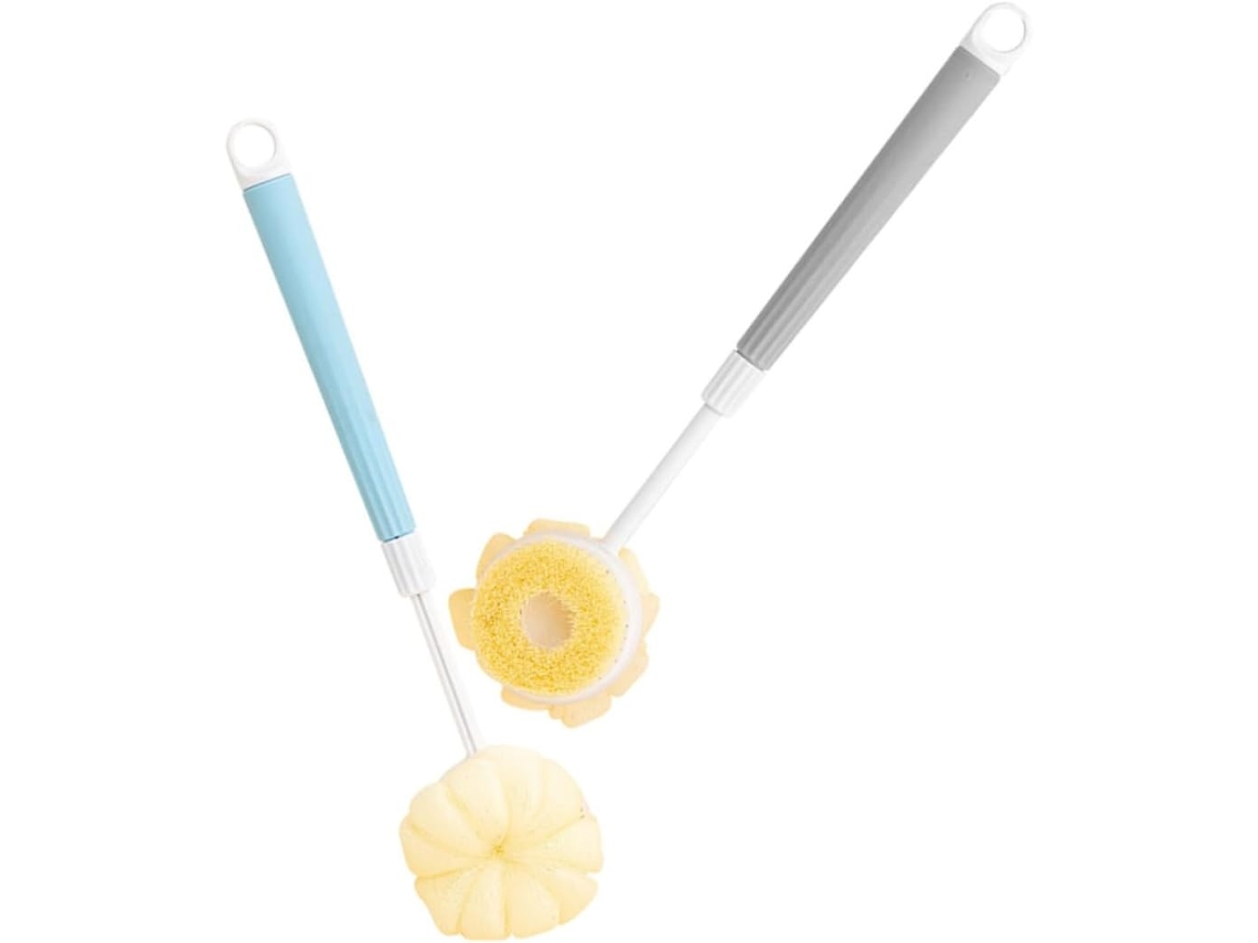 Conjunto De Escova Banho Packove 2 Peças Com Cabo Esponja Dupla Face Para O Corpo E Esfoliante