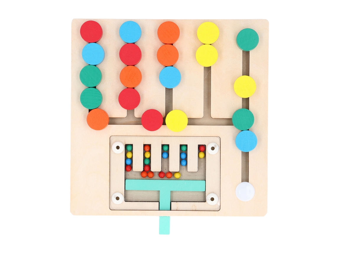 Quebra-cabeça deslizante colorido Ats com 5 cores - Brinquedo educativo interativo de madeira para crianças.