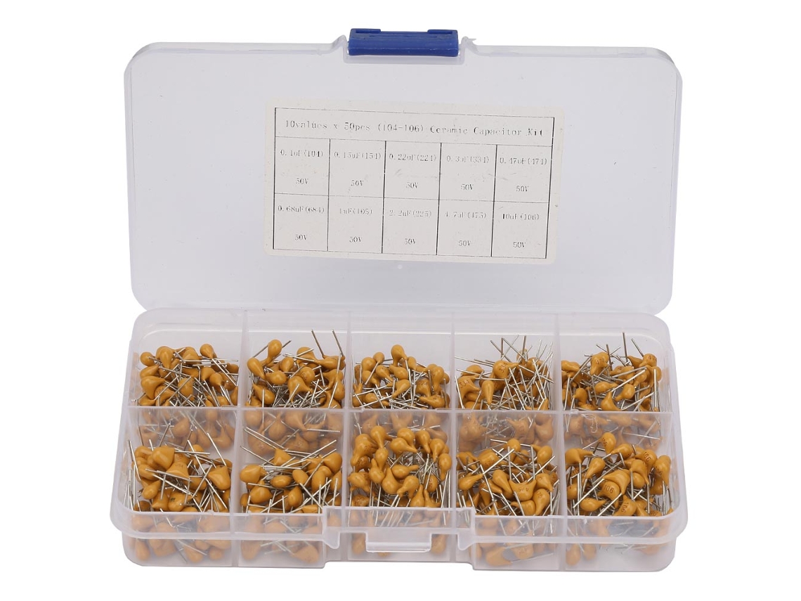 Kit de Capacitores Cerâmicos 50V 0.1uF a 10uF 500pcs | S/MARCA