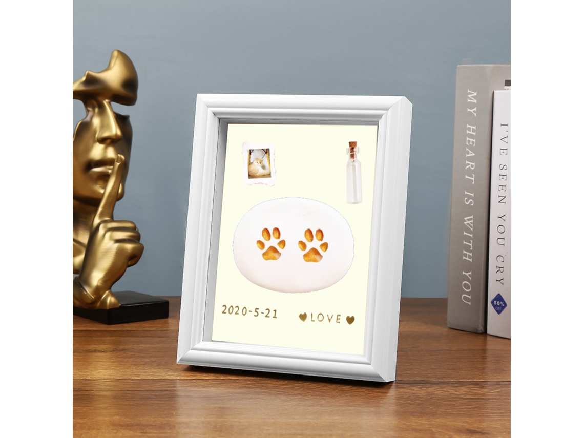 Laxiscreed Moldes Para Pegadas De Bebé E Animais Em Conjunto Para Recordações Com Moldes De Argila E Molduras De 8 Polegadas