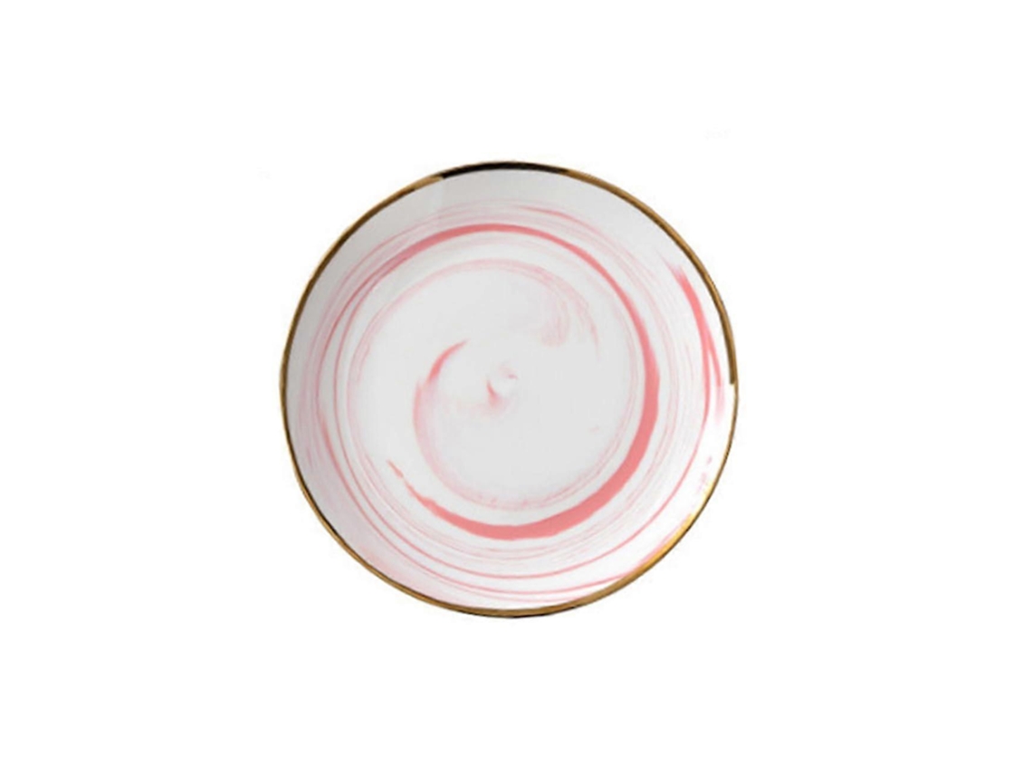 Prato De Sobremesa De Cerâmica Com Elegante Design De Mármore E Borda Dourada, Bandeja Antiderrapante Para Servir Aperitivos.