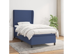 Vidaxl Cama Com Molas/colchão 90x200 Cm Tecido Azul