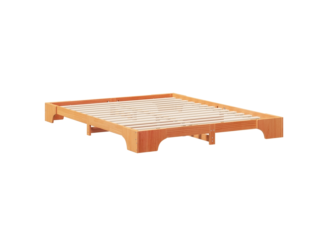 Conjunto 1 Estrutura Da Cama Vidaxl Castanho Madeira De Pinho Maciça (160 X 210 Cm)