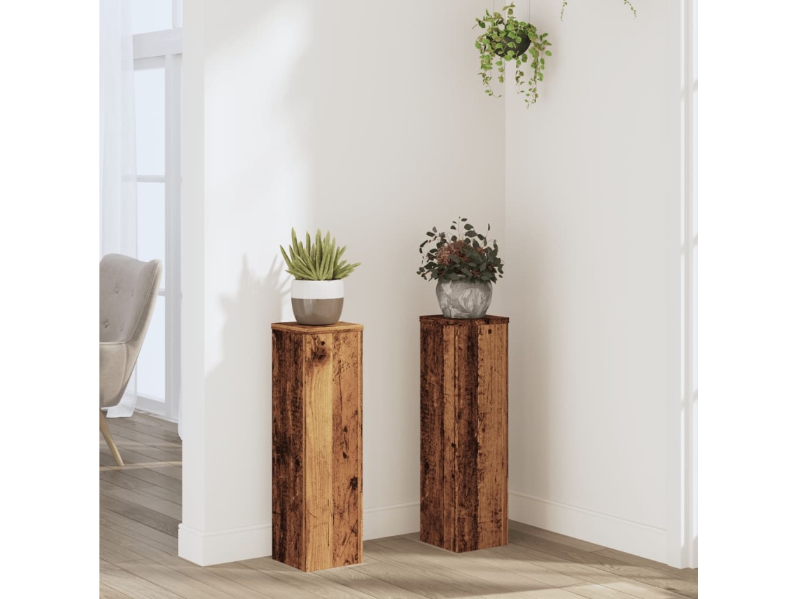 Vidaxl Suportes P/ Plantas 2 Pcs 17x17x60 Cm Derivados De Madeira