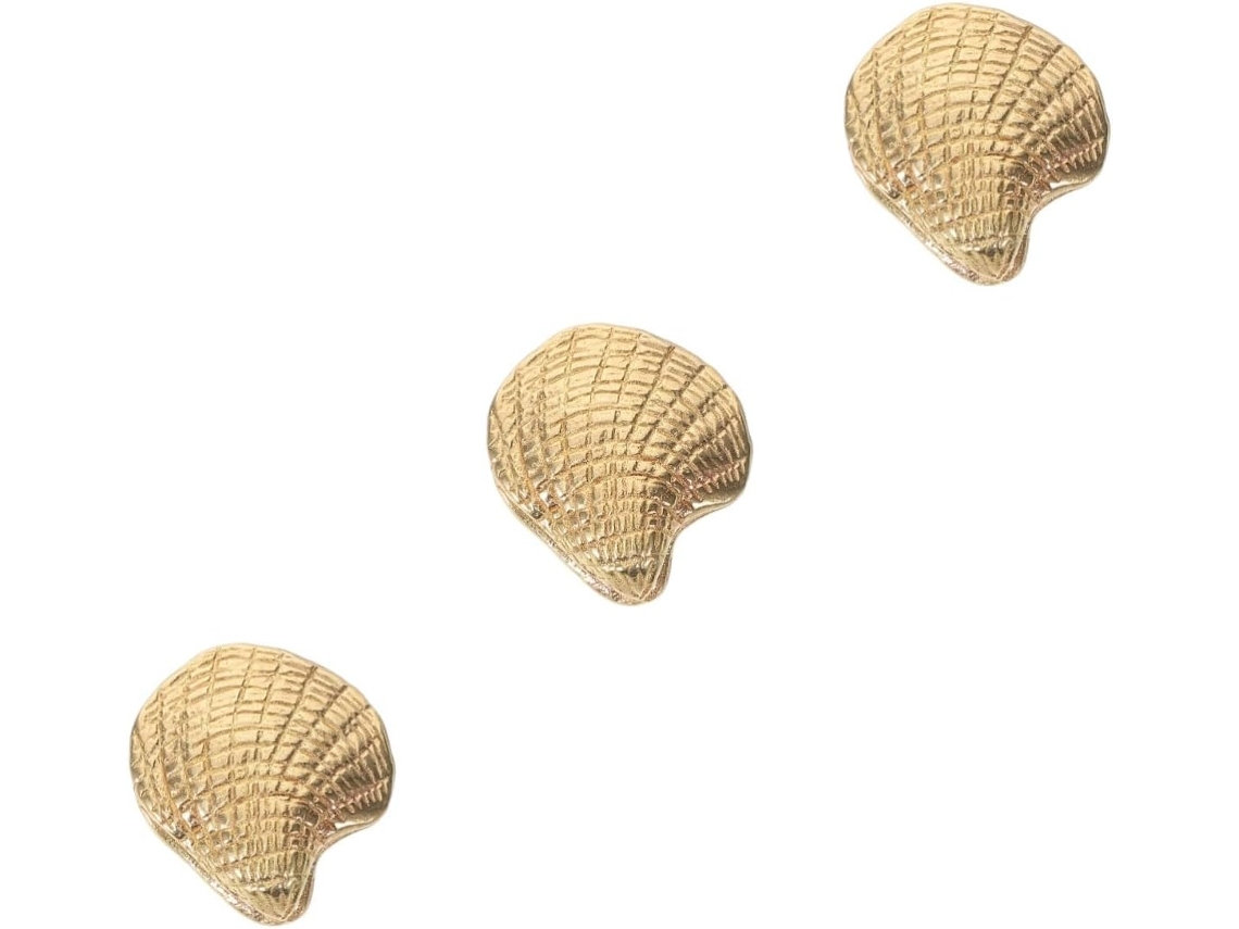 Conjunto De 3 Puxadores Latão Em Formato Concha Para Armários E Cômodas, Gavetas E Guarda Roupas
