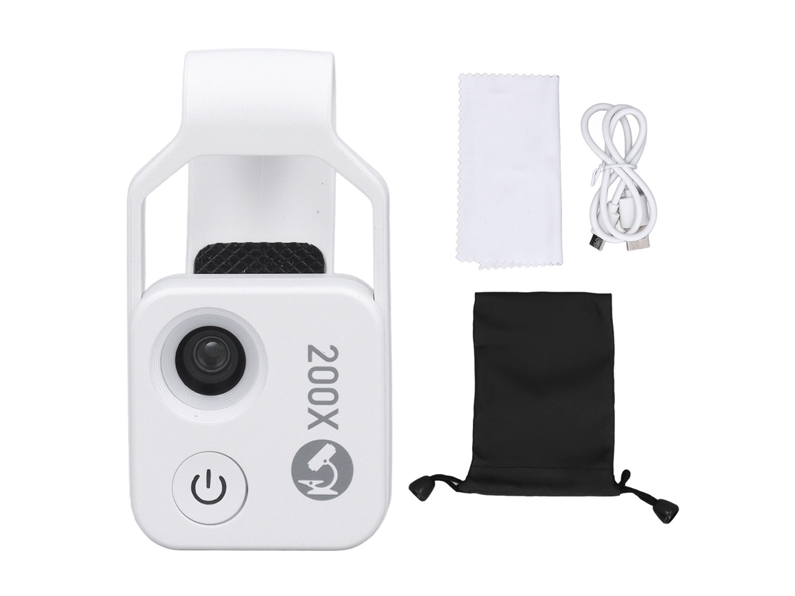 Microscópio de Bolso Móvel Mini com 200x de Aumento e Luz Led EOOCOO