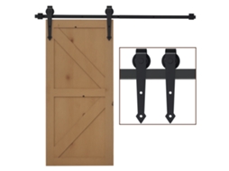 Kit CHEZMOI de porta de correr rústica, trilho, 200 Cm, rodas, preto