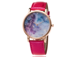 Relógio Feminino Zhoulianfa de Quartzo com Pulseira de Denim F 389 Vermelho