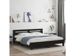 Vidaxl Estrutura Cama C/ Cabeceira 200x200 Cm Derivados Madeira Preto