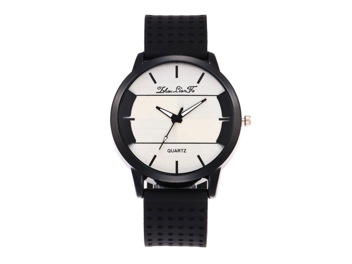 Reloj De Pulsera Redondo De Cuarzo Con Correa De Silicona Y Agujas Coloridas (blanco)