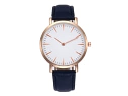Relógio de quartzo com pulseira de couro, novo estilo, simples e moderno, azul.