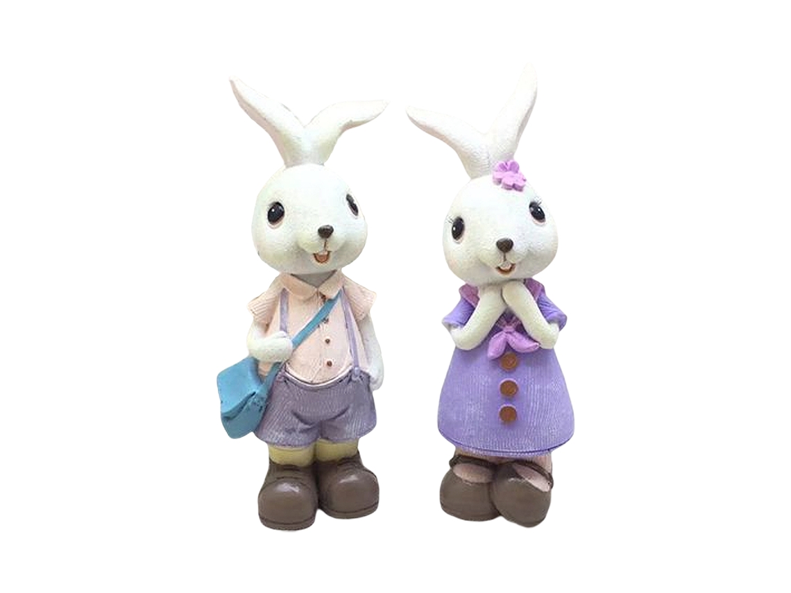 Boneca de pêssego de casal coelho suspenso em resina para decoração de casa e escritório LAXISCREED