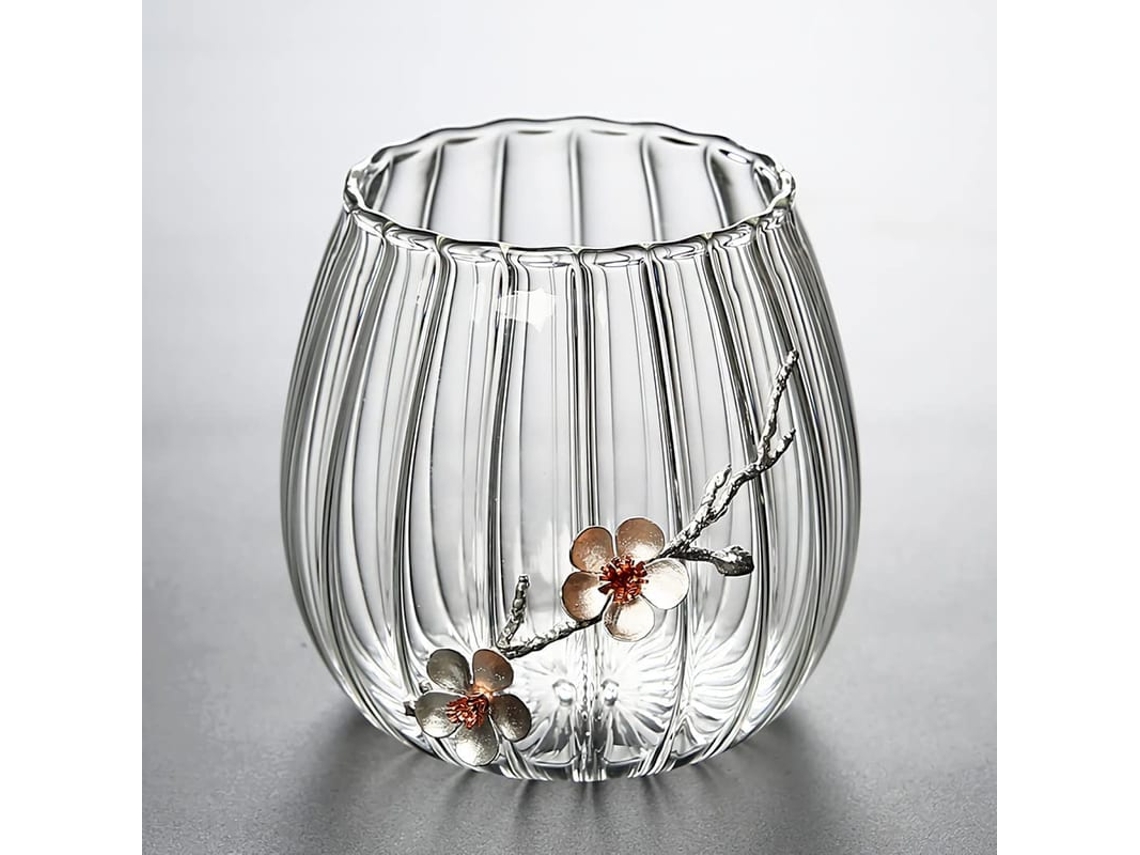Vaso De Vidro Transparente Decorativo Pequeno Com Estrias Embossadas Para Decoração De Casa