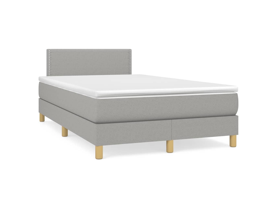 Vidaxl Cama Box Spring C/ Colchão E Led 120x190 Cm Tecido Cinza-claro